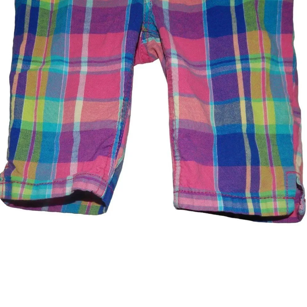 The Children's Place Girls Size 6 Colorful Plaid Bermuda Shorts Pockets Casual